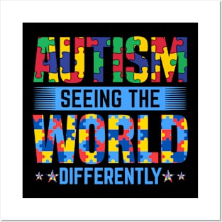 Autism sees world differently  Autism Awareness Gift for Birthday, Mother's Day, Thanksgiving, Christmas Posters and Art